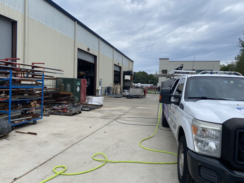 Kinton Pressure Washing and Cleaning providing a surface cleaning job to a business in Huffman, TX.
